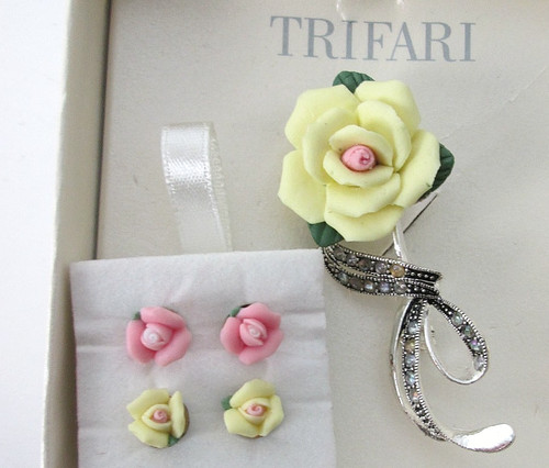 Set spilla orecchini vintage - spilla, e